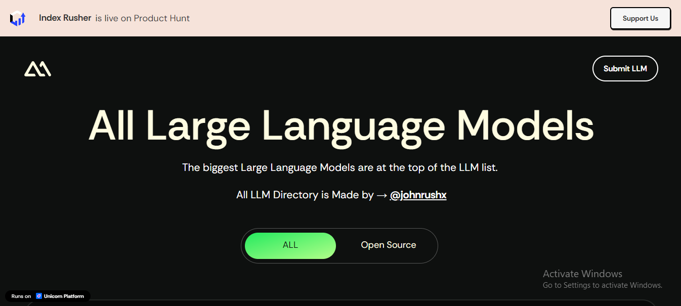 LLM List: Language Models Directory