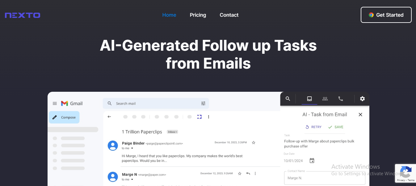 Nexto AI: AI-Generated Follow up Tasks from Emails