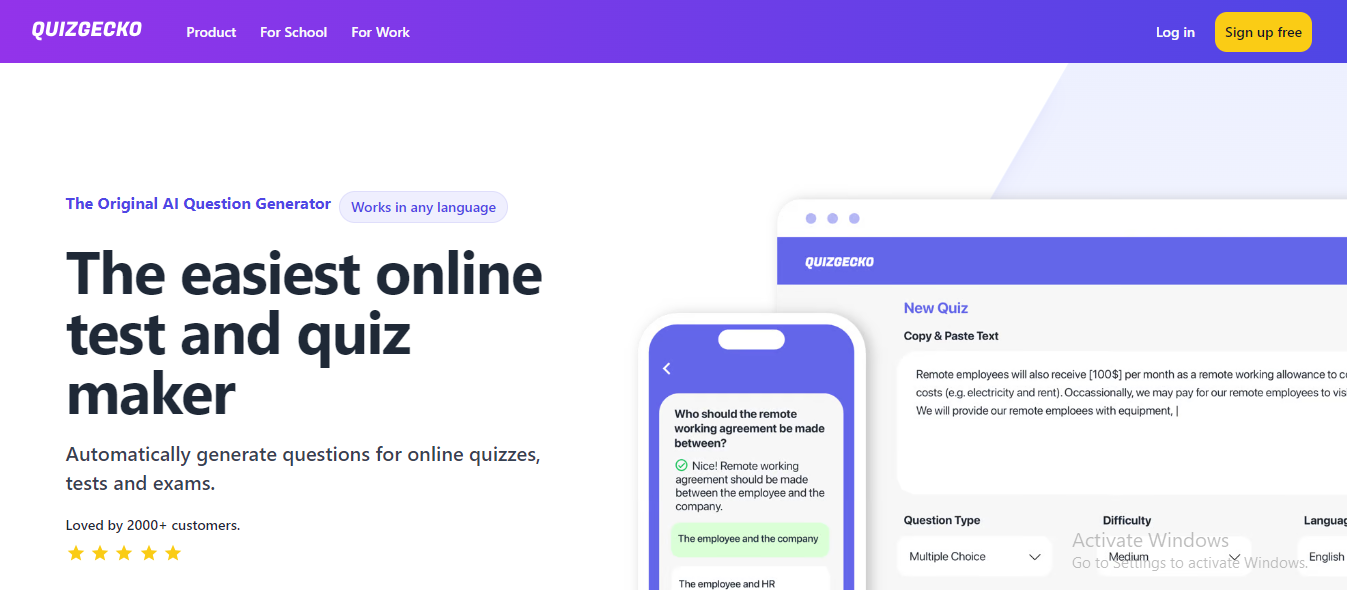 Quizgecko: Online Test and Quiz Creator