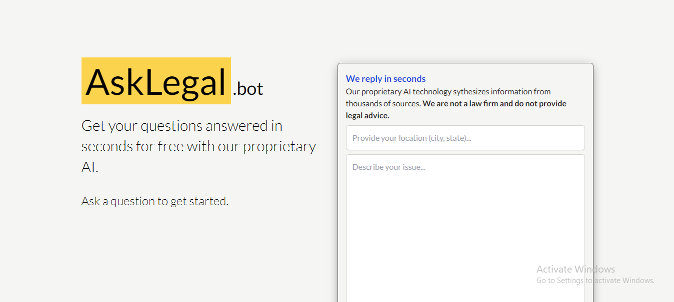 AskLegal.bot: AI Legal Advice Online Platform