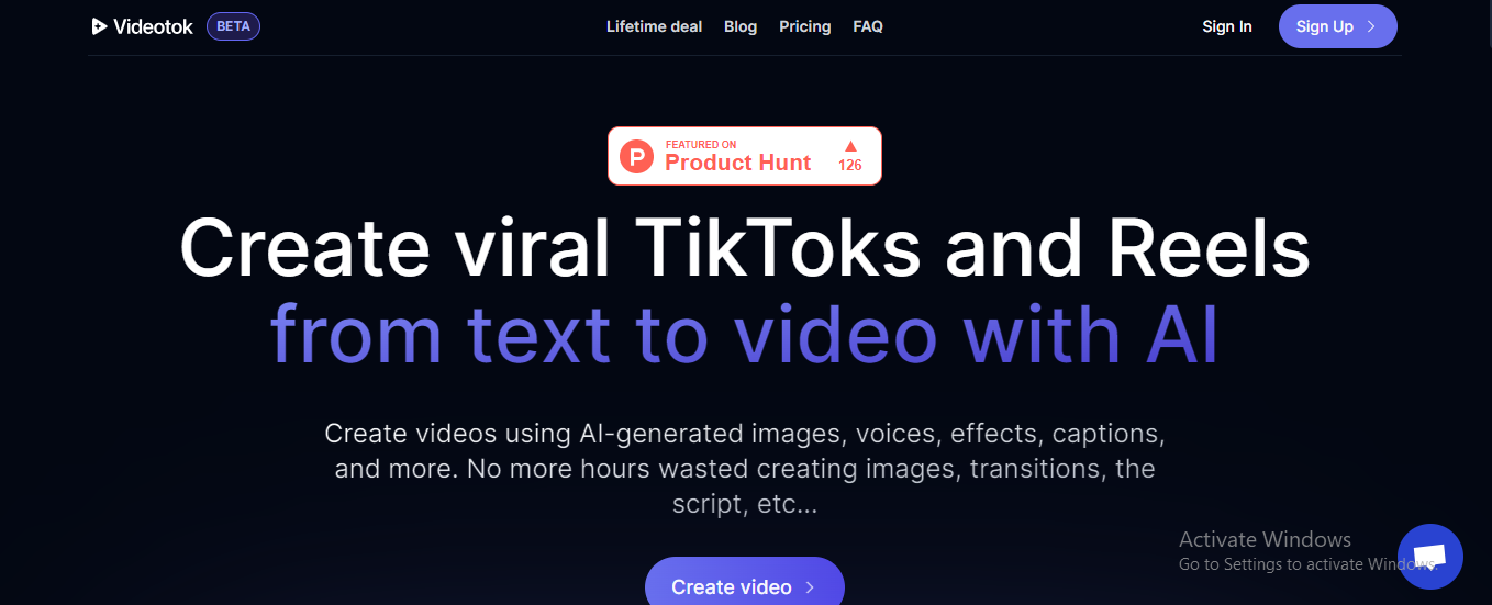 Videotok: Create Text to Video with AI