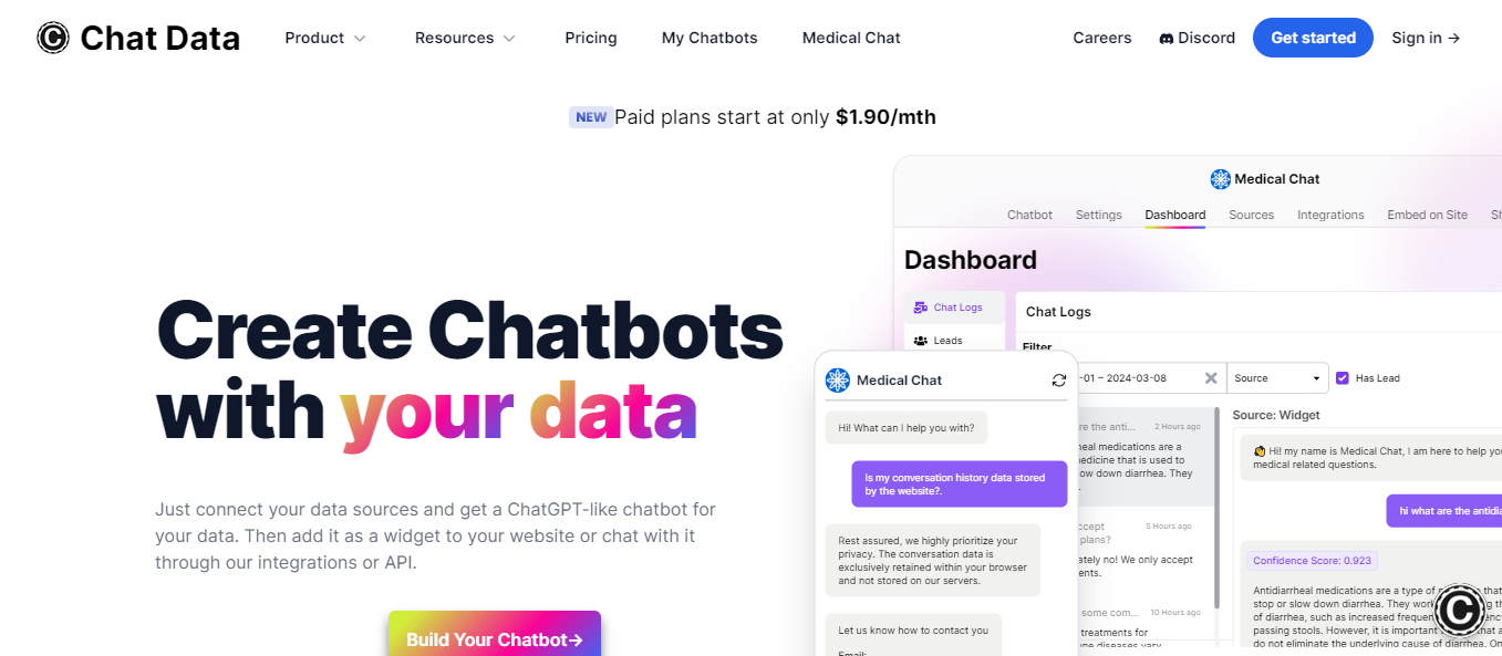 Chat Data: Customizable Chatbots