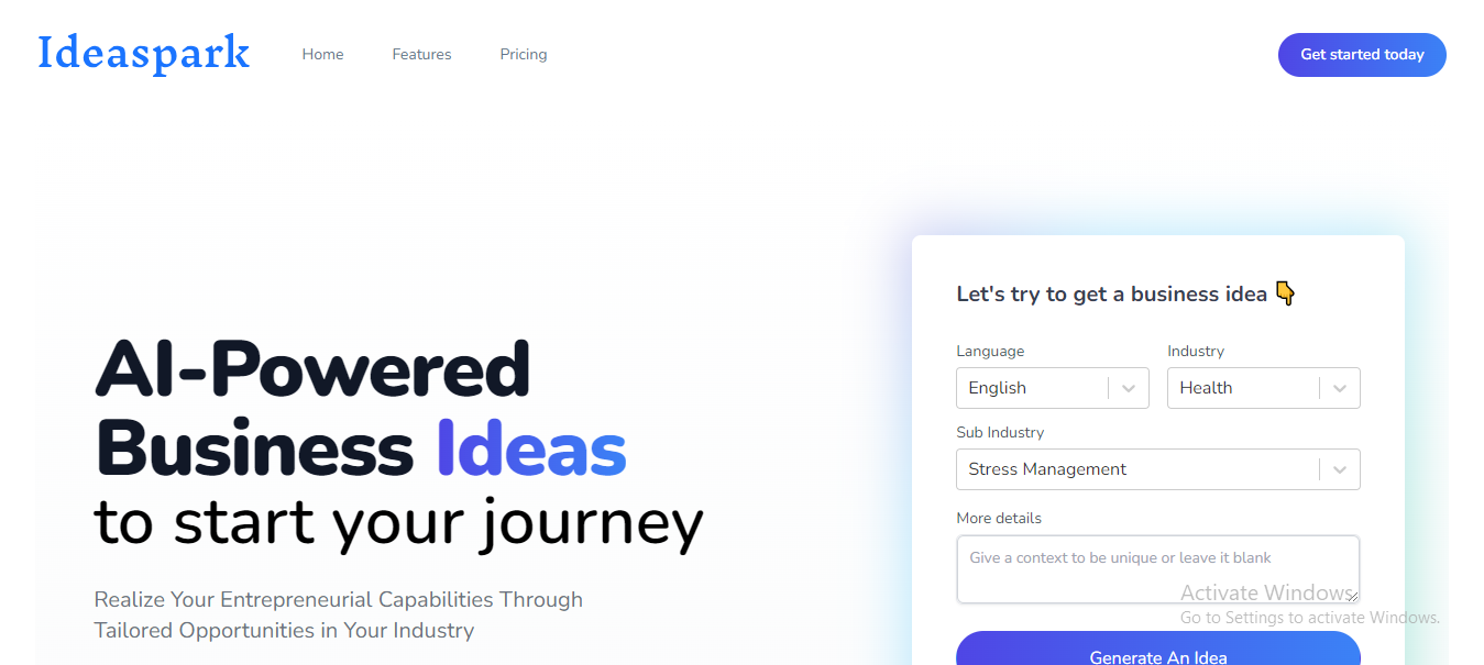 IdeaSpark: Generate Business Ideas