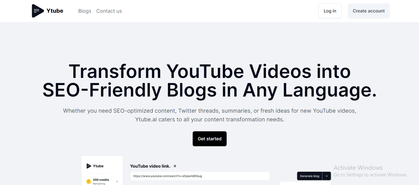 Ytube AI: Transform YouTube Videos into Blogs